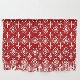 Red and White Native American Tribal Pattern Wall Hanging