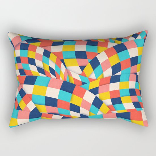 Curved Squares Rectangular Pillow