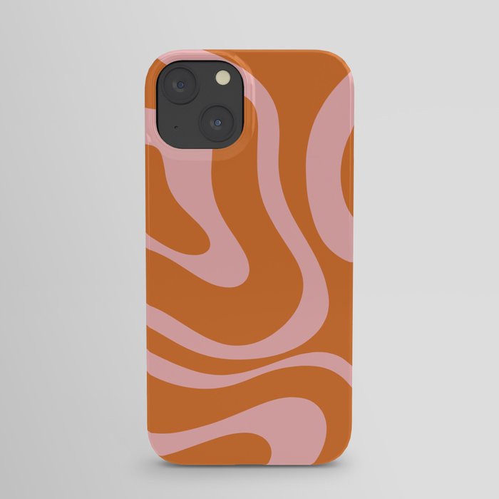 Liquid Candy Retro Swirl Abstract Pattern in Orange and Pink iPhone Case