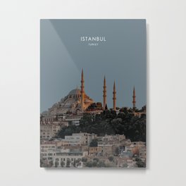 Istanbul at Twilight, Turkey Travel Artwork Metal Print