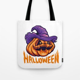 halloween pumpkin with witch hat Tote Bag