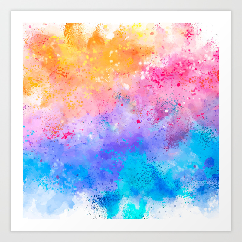 Abstract Watercolor Paint Pattern Texture 7 Pink Blue Yellow