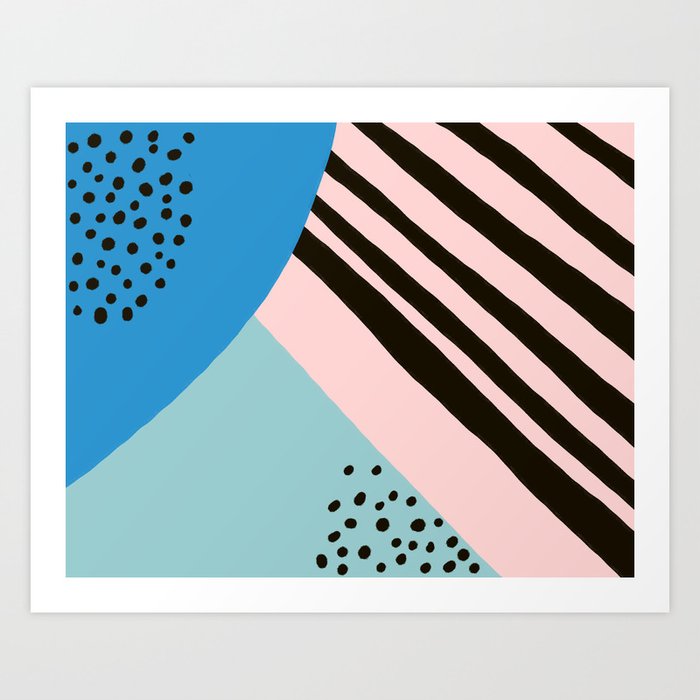 Mid-Century Abstract Painting - Blue and Black Art Print