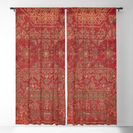 Bohemian Medallion II // 15th Century Old Distressed Red Green Colorful Ornate Accent Rug Pattern Blackout Curtain