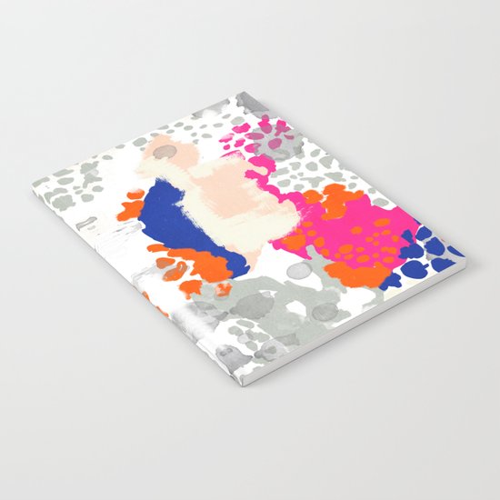 Mica - Abstract painting in modern fresh colors navy, orange, pink, cream, white, and gold Notebook