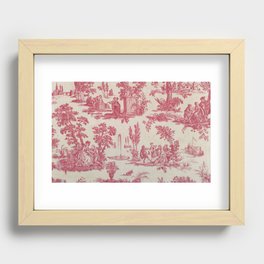 Antique 19th Century Romantic Pastoral French Toile de Jouy Recessed Framed Print
