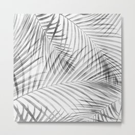 Black and White Tropical Palm Pattern Metal Print