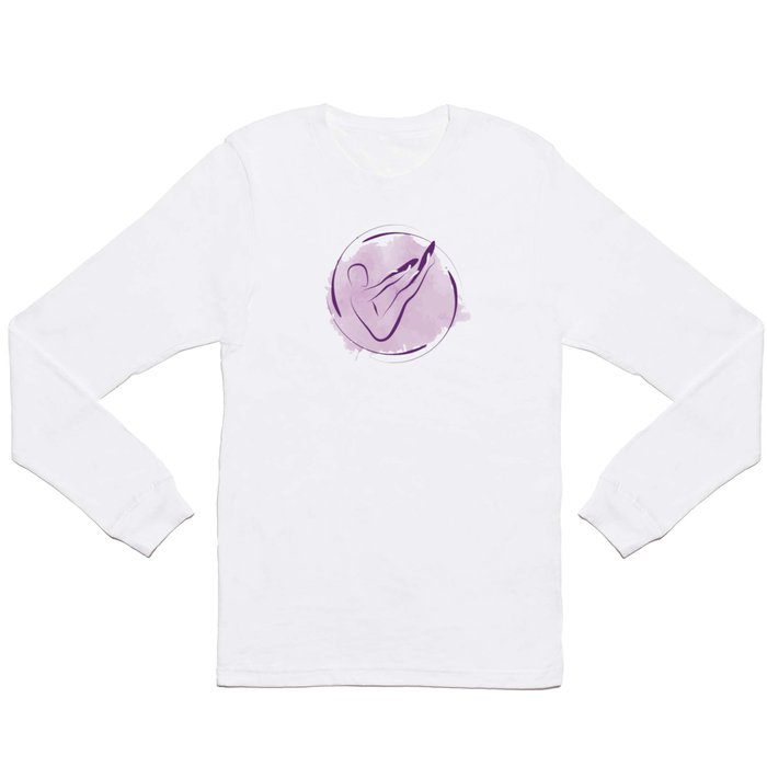 Pilates pose with watercolor effect Long Sleeve T Shirt