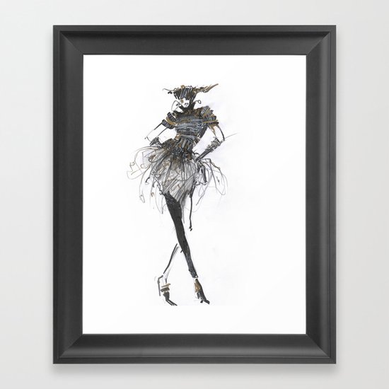 Fashion sketches in pencil Framed Art Print