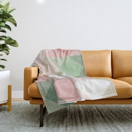 Modern blush tones pink abstract geometrical triangles Throw Blanket