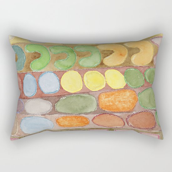Striped Colorful Pattern with Croissants Rectangular Pillow
