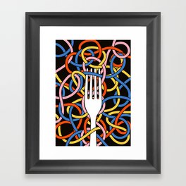 Knots - Memphis Milano Pasta Spaghetti Fork food graphic 80s 90s Kitchen Home Framed Art Print