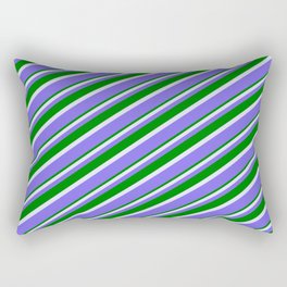 [ Thumbnail: Lavender, Medium Slate Blue & Green Colored Lines Pattern Rectangular Pillow ]