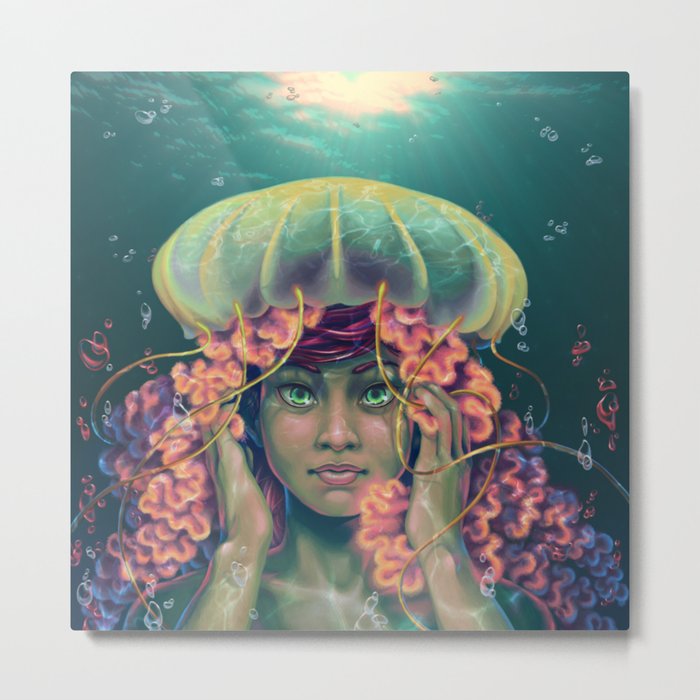 Jellyfish Hat Metal Print
