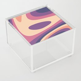 Warm Cream and Purple Sunset Abstract Liquid Artwork Acrylic Box
