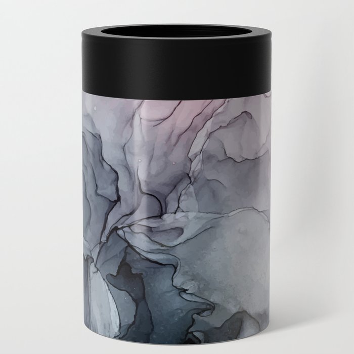 Blush and Payne's Grey Flowing Abstract Painting Can Cooler