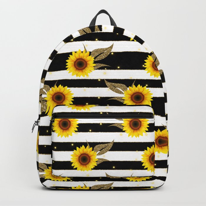 Sunflower Pattern with Black and White Background Backpack