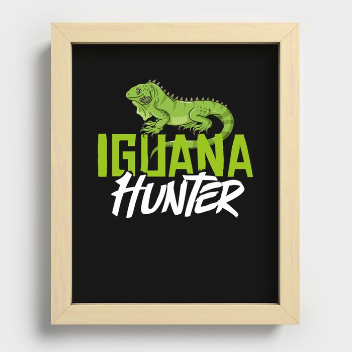 Green Iguana Lizard Cage Hunting Reptile Recessed Framed Print