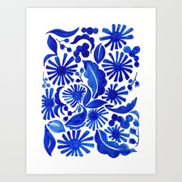 Blue Floral Art Print