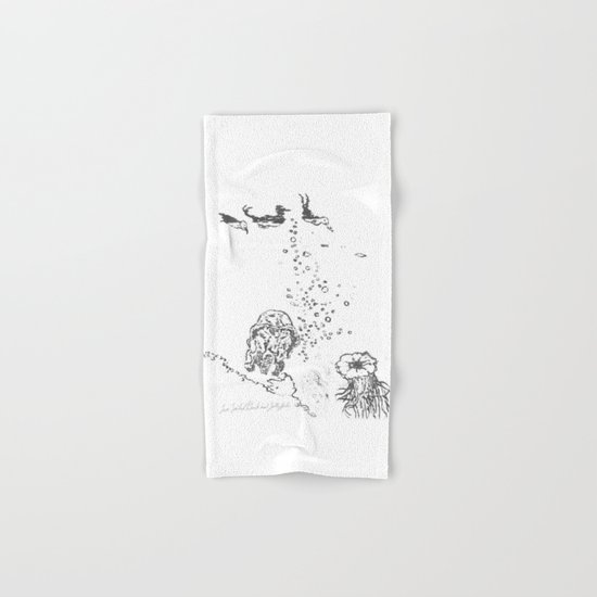 Two Tailed Duck and Jellyfish White Hand & Bath Towel
