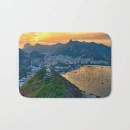Brazil Photography - Beautiful Sunset Over Rio De Janeiro Bath Mat | Nordeste, Travel, Photo, Rainforest, Brazilian, Natureza, Saopaulo, Bahia, Brasil, Riodejaneiro 