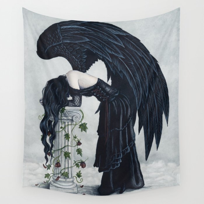 Despair Gothic Angel Wall Tapestry
