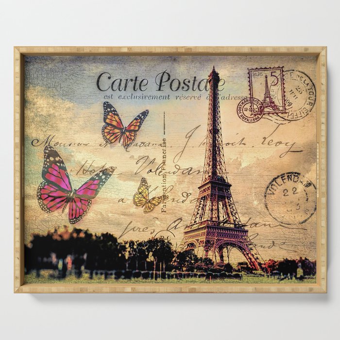 Vintage Paris Carte Postale Serving Tray By Augustinet Society6