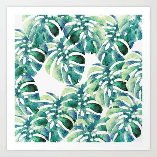 Monstera Pattern Green Art Print