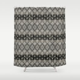 Black and White Handmade Moroccan Fabric Style Shower Curtain
