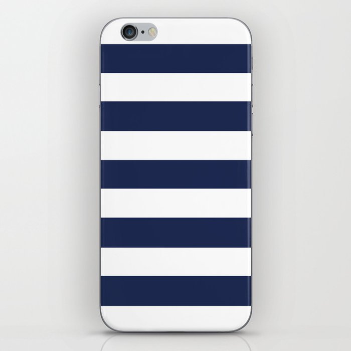 Space cadet - solid color - white stripes pattern iPhone Skin