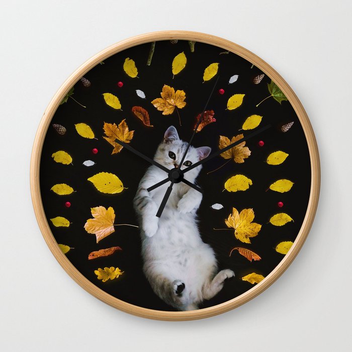 Kitty Harvest (Color) Wall Clock