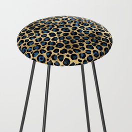 Blue And Gold Leopard  Counter Stool