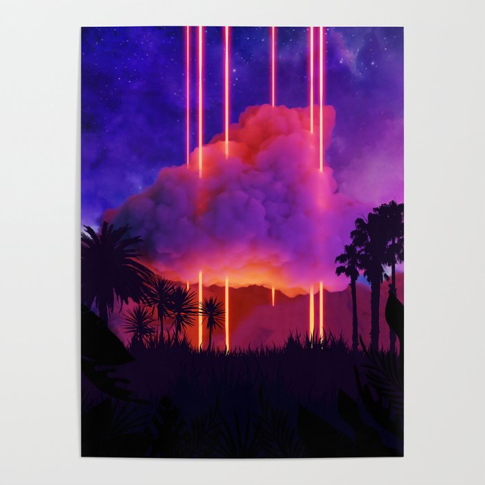 Neon palms landscape: Cloud Poster