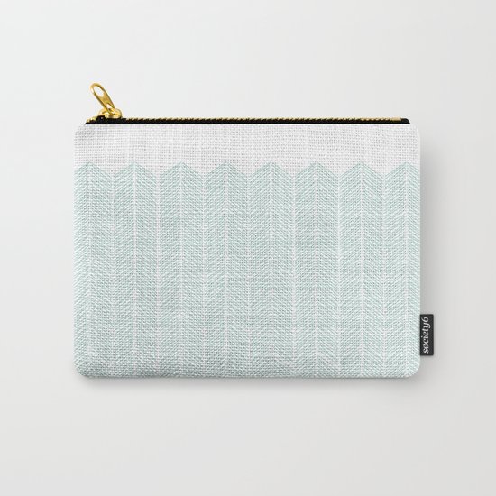 Hand drawn Herringbone in Aqua Carry-All Pouch
