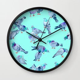 Flock of Pigeons (Blue) Wall Clock