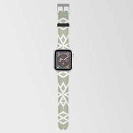 Green and White Minimal Diamond Line Shape Pattern Pairs Dulux 2022 Popular Colour Bamboo Stem Apple Watch Band
