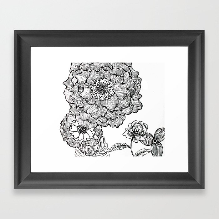 Flower Line Drawing Framed Art Print By Alisaburke Society6 You are in the right place about flowers aesthetic drawing here we offer you the most beautiful pictures about the flowers aesthetic drawing you are looking for. society6