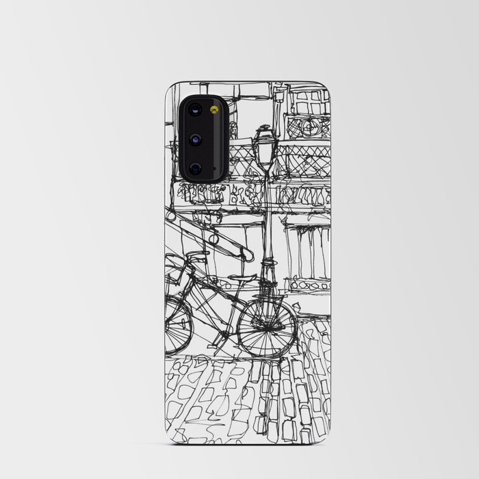 Bicycle in Montmartre, France, A Continous Line Drawing Android Card Case