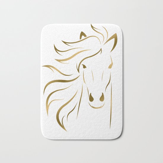Golden Horse Drawing Bath Mat