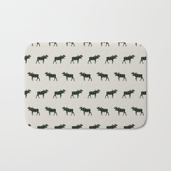 Moose Buffalo Plaid forest camping glamping outdoors forest bathing Bath Mat