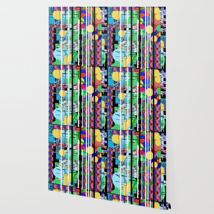 Abstract Multi-Color Digital Collage Wallpaper by artaddiction45 | Society6