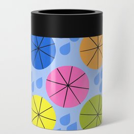 Mid-Century Modern Spring Rainy Day Colorful Blue Can Cooler