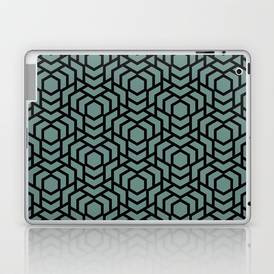 Black and Hazy Blue Tessellation Line Pattern 38 Pairs DE 2022 Popular Color Aspen Hush DE5746 Laptop & iPad Skin