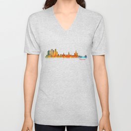 Moscow City Skyline art HQ v2 V Neck T Shirt