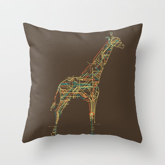 Electric Giraffe Throw Pillow