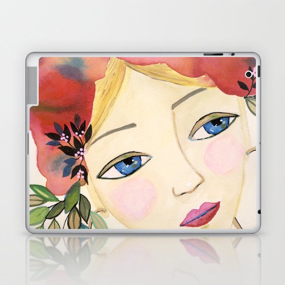 Floral girl Laptop & iPad Skin