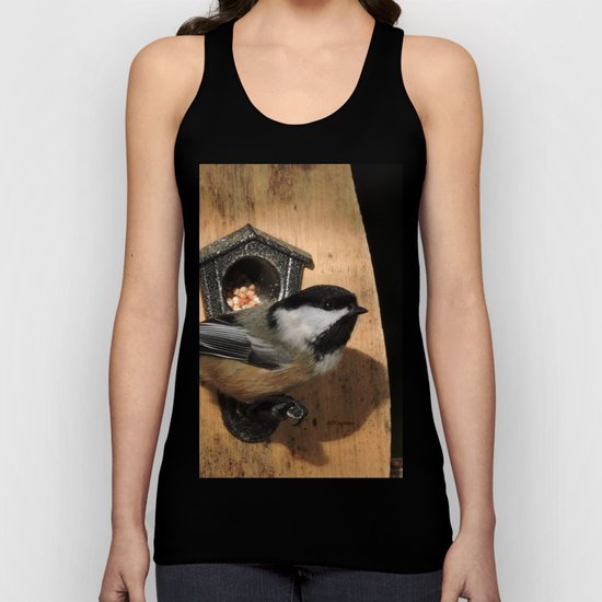 Black-Capped Chickadee at the Feeder Unisex Tank Top