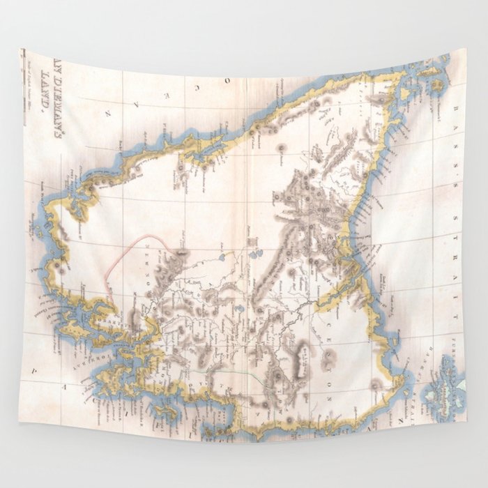 Vintage Map of Tasmania (1837) Wall Tapestry