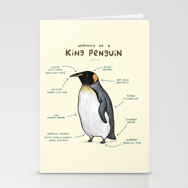 Anatomy of a King Penguin Stationery Cards