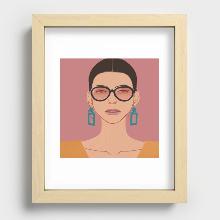 woman with sunglasses Recessed Framed Print